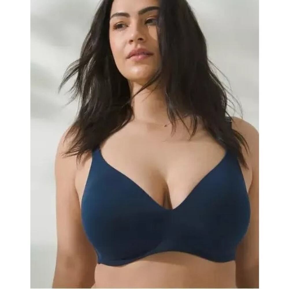 Soma 122101 Women's Navy Blue Vanishing 360 Wireless V-Neck Comfort Bra Size 36C